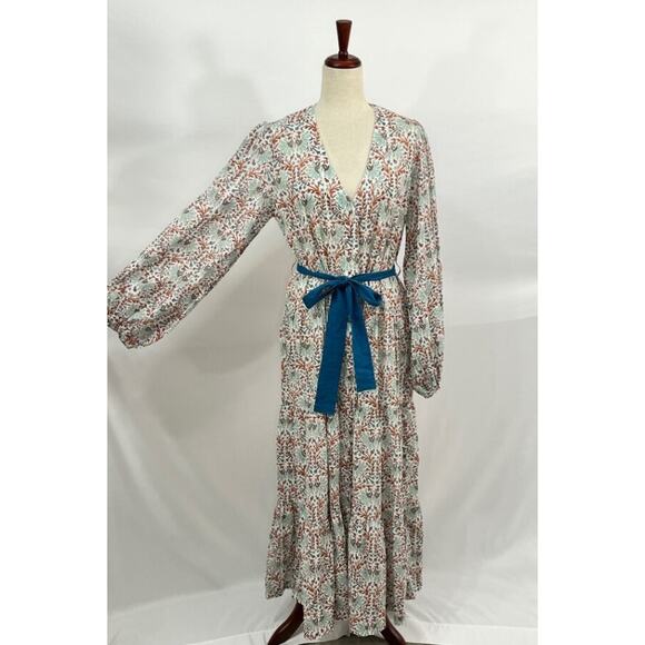 HANNAH ARTWEAR Sz 3 L Iona Dress Floral Block Print Cotton Long Sleeve Midi - Picture 7 of 11